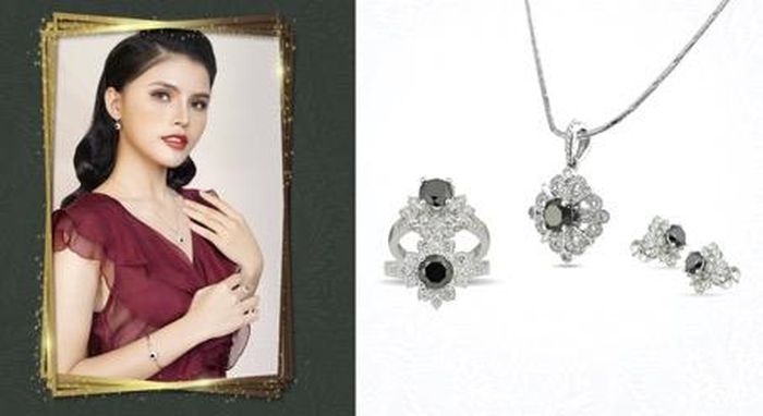 Trang sức gắn kim cương đen sẽ là sự lựa chọn hoàn hảo cho set đồ của quý cô kiêu sa.