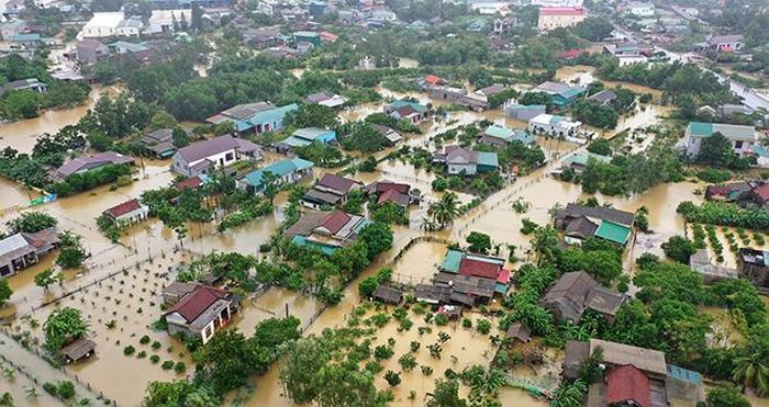 Ngập lụt tại xã Thanh An, huyện Cam Lộ. Ảnh: Hồ Cầu-TTXVN