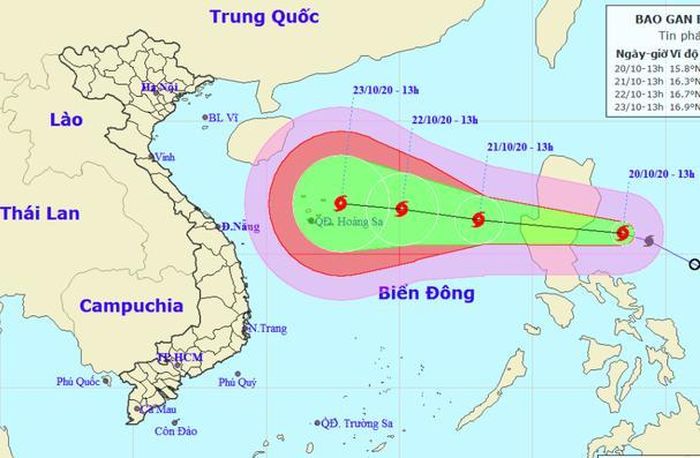 Đướng đi của bão. Ảnh: nchmf.gov.vn
