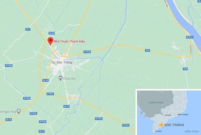  Vụ việc xảy ra tại nhà thuốc Thanh Kiều, phường 7, TP Sóc Trăng. Ảnh: Google Maps. 