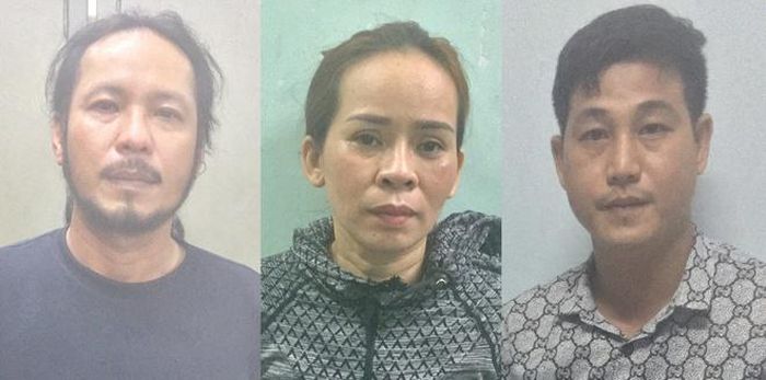  Kim, Trinh, Kha (từ trái qua) bị điều tra về hành vi làm giả giấy tờ. Ảnh: Công an cung cấp. 