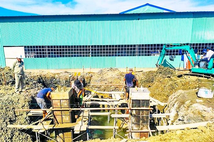 Thi công trụ móng đường dây 110kV Vân Phong