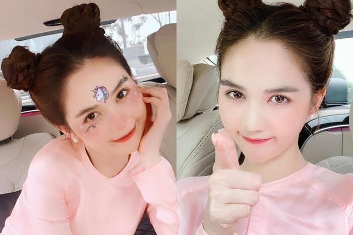 Mái tóc Natra búi củ tỏi xem ra cũng rất hợp với nhan sắc không tuổi của chân dài. 