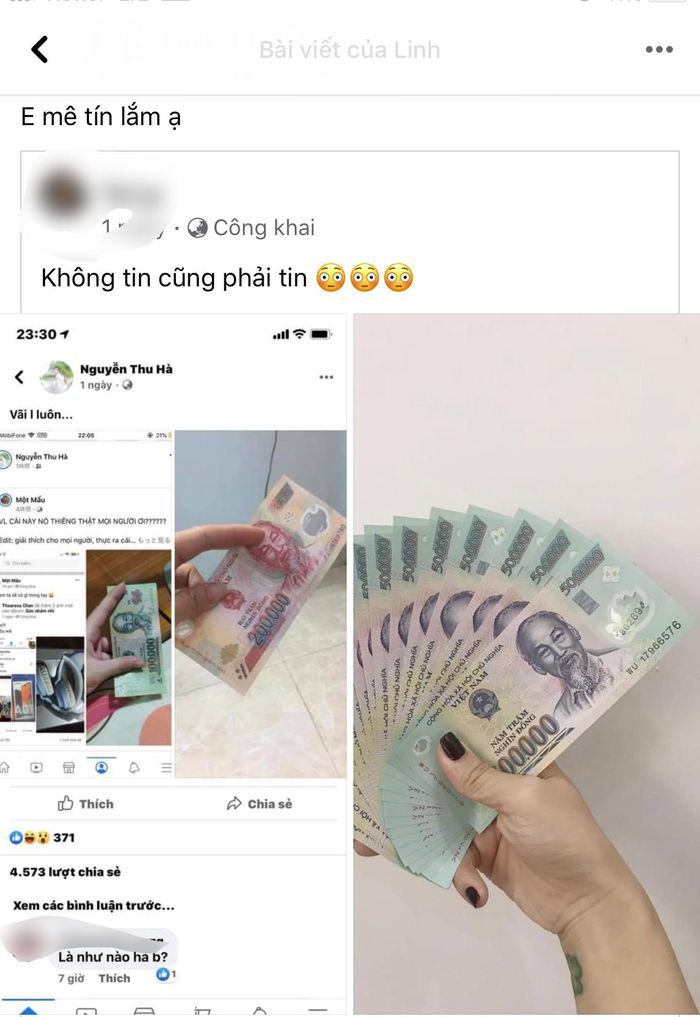 Nhiều người khẳng định chắc nịch rằng mình đã chia sẻ và đã nhận được tiền hoàn toàn ngẫu nhiên.