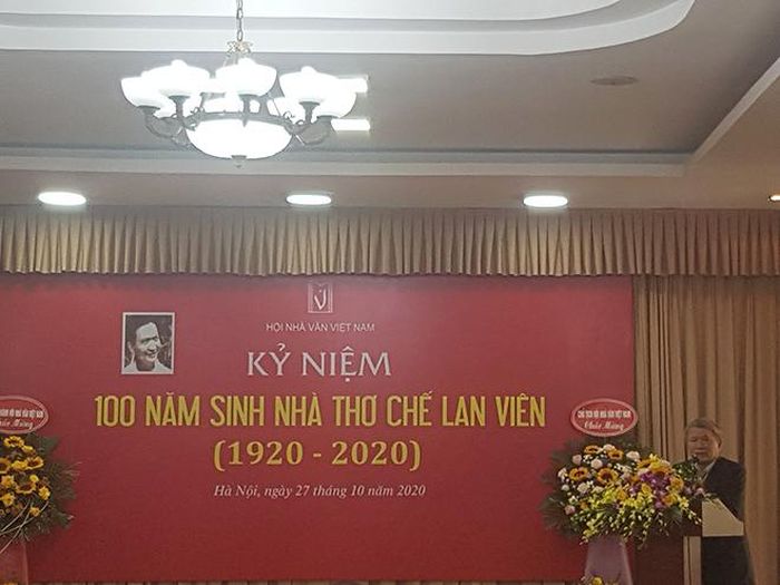 Ông Phan Trường Định - Con trai nhà thơ Chế Lan Viên phát biểu tại Lễ kỷ niệm 100 năm sinh nhà thơ Chế Lan Viên
