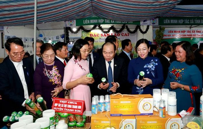 Các đại biểu thăm quan các gian hàng trưng bày sản phẩm.
