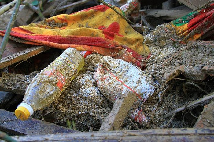 Những hạt gạo của đồng bào giờ trộn lẫn bùn đất.