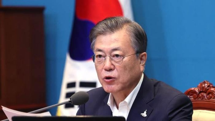 Tổng thành Hàn Quốc Moon Jae-in có nhiều bài phát biểu xoay quanh việc phòng chống dịch Covid-19. Ảnh: Yonhap.