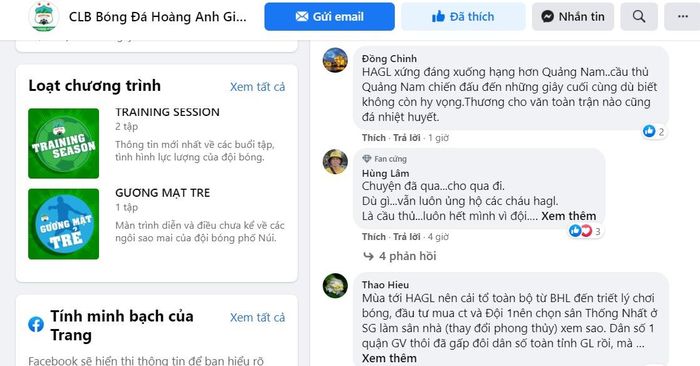 Nhiều CĐV chỉ trích lối chơi và tinh thần của HAGL