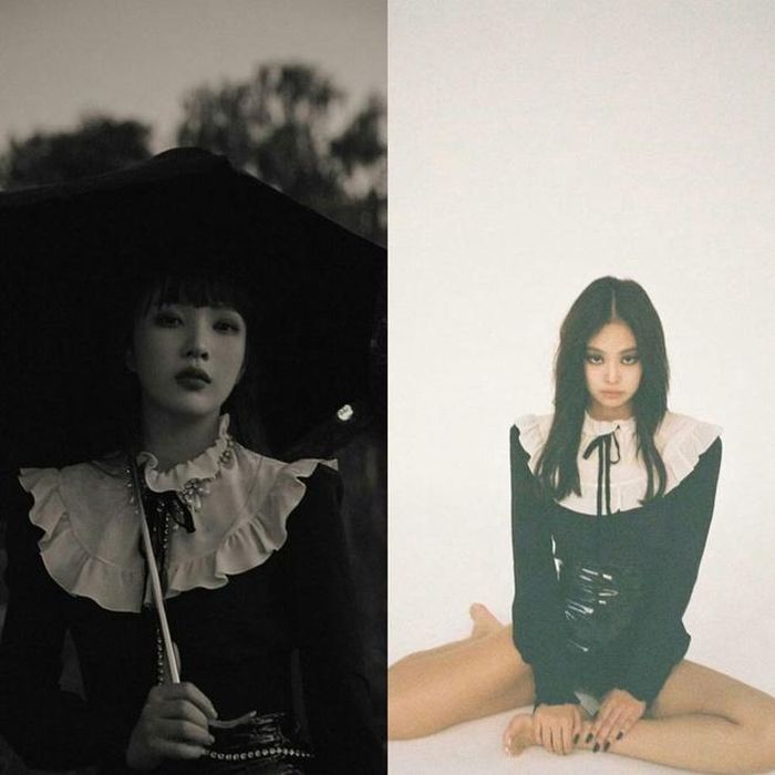 Từ trang phục đi sự kiện, ra sân bay đến lên tạp chí của Jennie đều từng được Joy diện. Việc mặc trang phục giống nhau nhiều lần khiến stylist của Joy bị công kích, thậm chí bị cho là bất tài khi không thể chọn lựa phong cách riêng cho thần tượng. Ảnh: Koreaboo, Twitter.