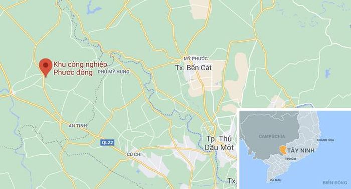  Khu công nghiệp Phước Đông, nơi xảy ra tai nạn. Ảnh: Google Maps. 