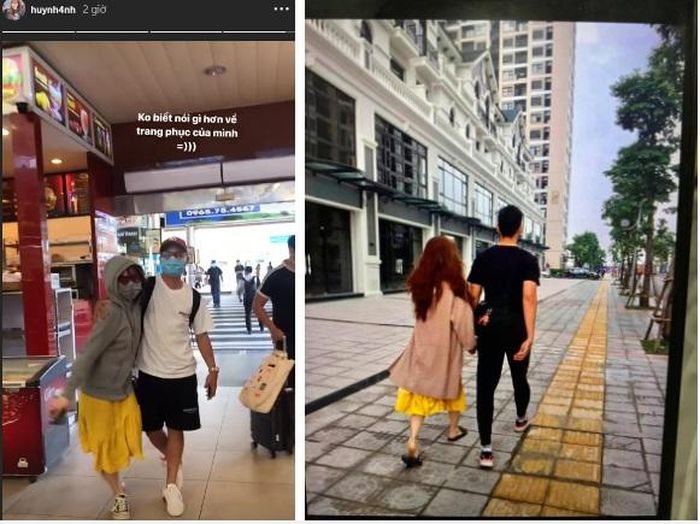  Cộng đồng mạng chỉ ra chi tiết một chiếc váy được diện ở hai bối cảnh khác nhau, người nắm tay Huỳnh Anh cũng khác nhau. Ảnh: FBNV. 