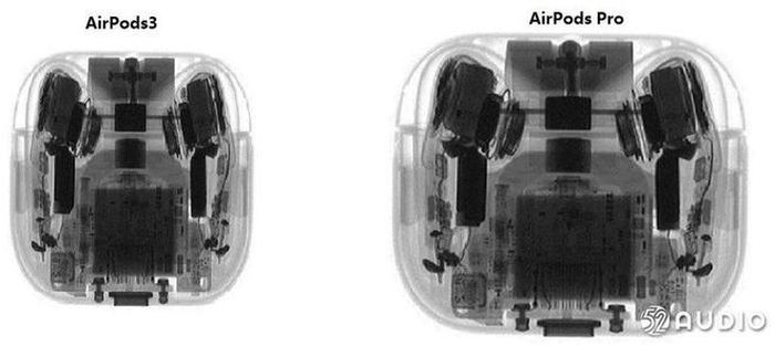  AirPods 3 nhỏ hơn đáng kể so với AirPods Pro. Ảnh: 52audio. 
