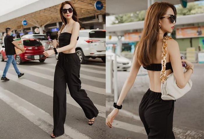 Người đẹp 31 tuổi gây “náo loạn” sân bay khi dùng khăn quấn làm áo cực sexy.