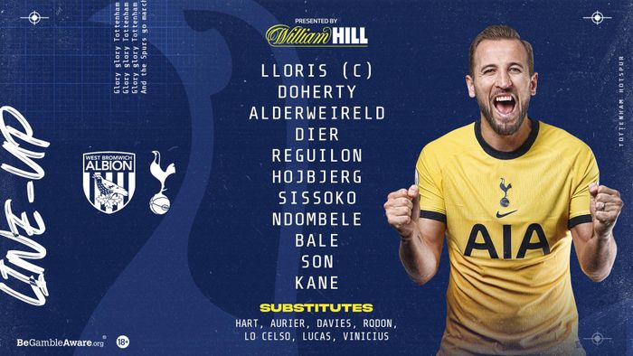Đội hình ra sân của West Brom và Tottenham