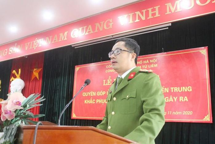 Đại tá Nguyễn Thành Long, Trưởng CAQ Nam Từ Liêm kêu gọi CBCS ủng hộ đồng bào miền Trung