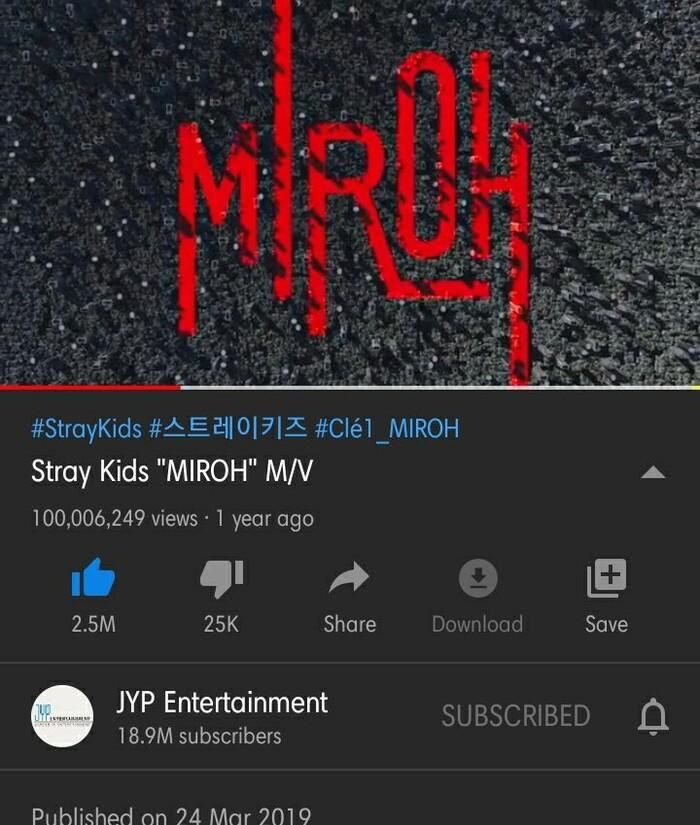 MV MIROH của Stray Kids chính thức cán mốc 100 triệu view.