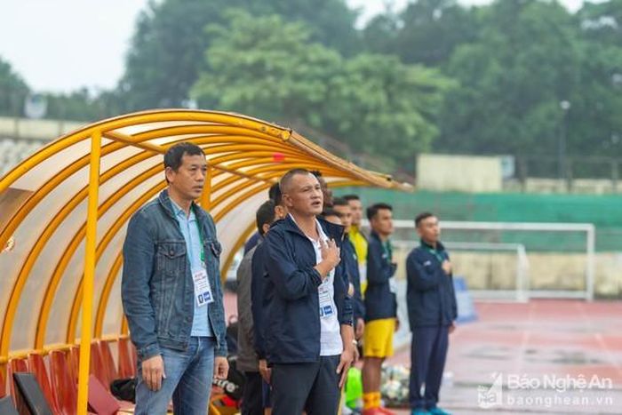 Ban huấn luyện SLNA chỉ sử dụng Vương Quốc Trung 17 phút ở mùa giải 2020. Ảnh tư liệu Xuân Thủy