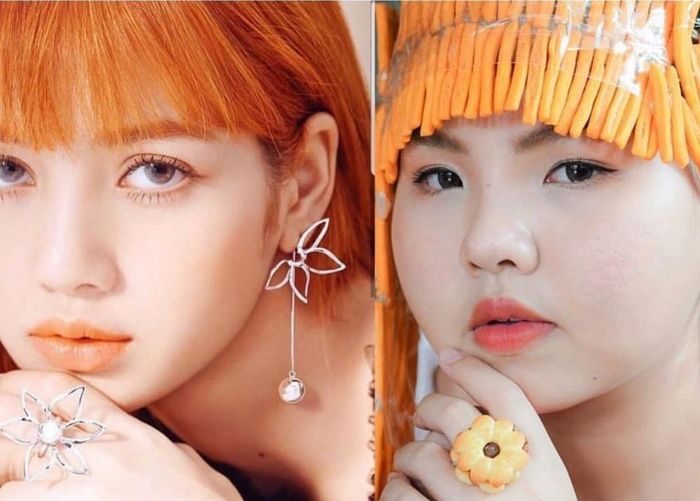 Ngoài ra, Sine cũng chọn khoảnh khắc của thần tượng Kpop nổi tiếng để tái hiện. Trên trang cá nhân có 137.000 lượt theo dõi, hình ảnh Lisa xuất hiện nhiều lần. Ảnh: @framsook_lek_lek.