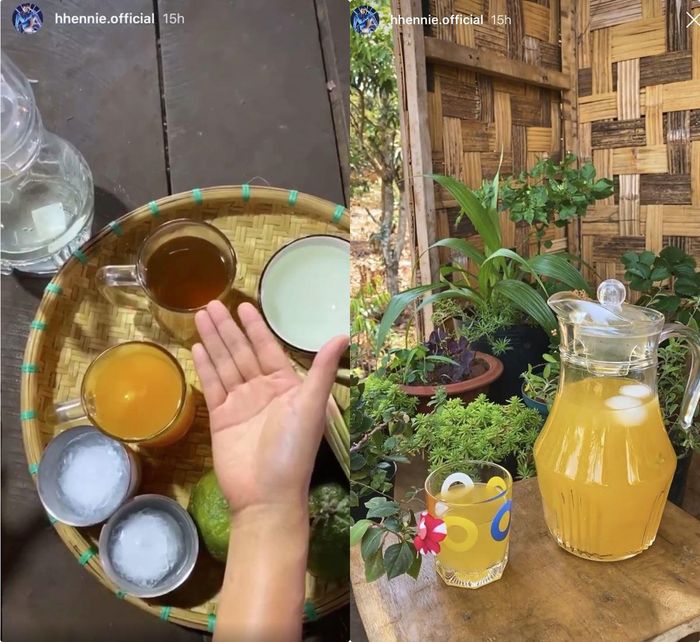 Trà đào cam sả là món giải nhiệt yêu thích dành cho các con sâu ăn cay. H'Hen Niê thường làm thức uống này dành tặng cho cả nhà mỗi dịp hè nóng bức và cả những hôm ăn quá nhiều ớt cay.