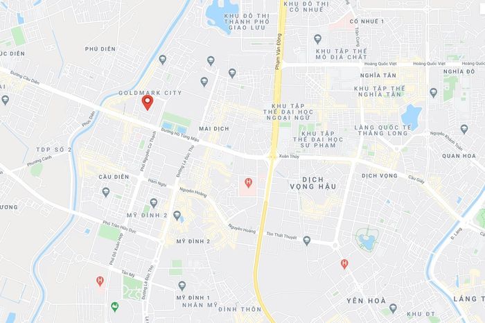 Đám cháy xảy ra tại chung cư Goldmark City (chấm đỏ), quận Bắc Từ Liêm, Hà Nội. 