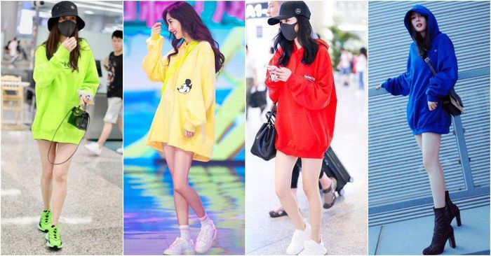 Dương Mịch có cả 1 tủ đồ áo hoodie với đủ các gam màu sắc tươi tắn. Và đây cũng một trong số các cách dùng thời trang để "trụ tuổi" của bà mẹ 1 con. Trông Dương Mịch mặc như thế này, có ai nghĩ cô đã 35 tuổi đâu!