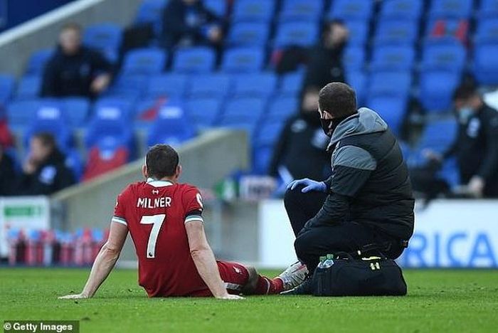 Liverpool lại mất thêm James Milner bởi chấn thương gân kheo. Ảnh: Getty Images
