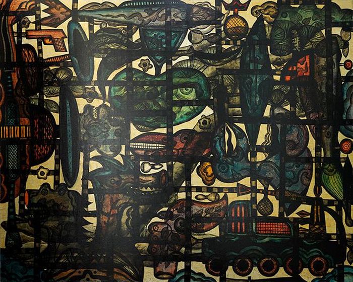 Tác phẩm “Ảo ảnh 2” (sơn mài tổng hợp, 160cm x 200cm, 2020)