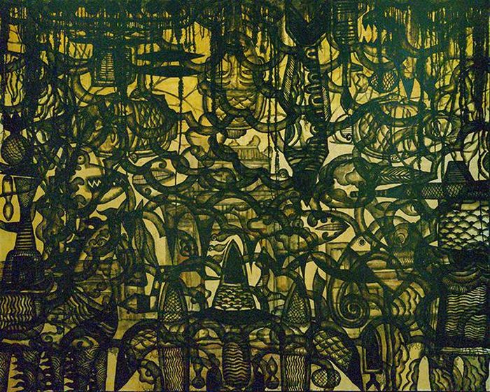 Tác phẩm “Ảo ảnh 8” (sơn mài tổng hợp, 160cm x 200cm, 2020)