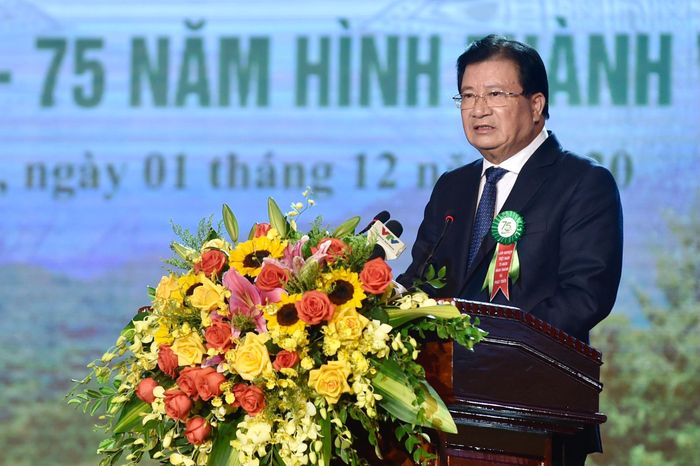 Phó Thủ tướng Trịnh Đình Dũng phát biểu tại Lễ Kỷ niệm. Ảnh VGP/Nhật Bắc 