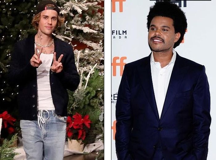Justin Bieber (trái) là mối tình thanh xuân với nhiều lần tan hợp của Selena Gomez trong khi The Weeknd là người đã ở bên thời điểm cô trải qua cuộc phẫu thận ghép thận quan trọng