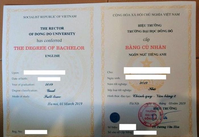 Bằng ngôn ngữ Anh được cấp không qua tuyển sinh