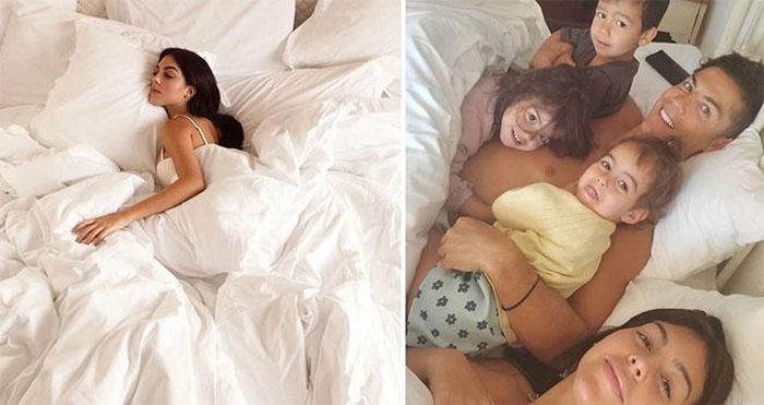Ronalo và cả gia đình trên chiếc giường ngủ chống lão hóa