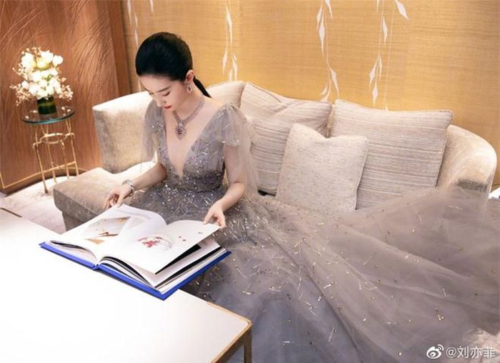 Hình ảnh khiến dân tình xuýt xoa ngưỡng mộ. Lưu Diệc Phi tựa như nàng công chúa bước ra từ truyện cổ tích với chiếc váy bồng bềnh, lấp lánh