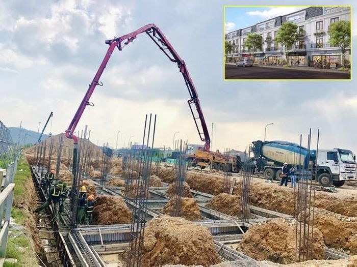 Hiện các căn shophouse đang được thi công phần móng. Ảnh: P.V