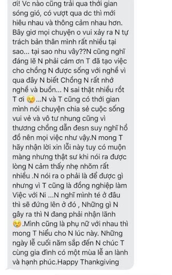 Dòng tin xin lỗi của Quỳnh Như