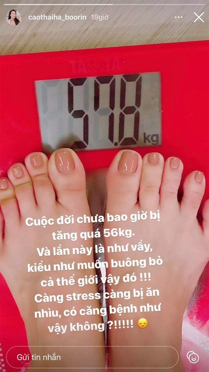 Cao Thái Hà lo lắng với mức cân suýt soát 58 kg.