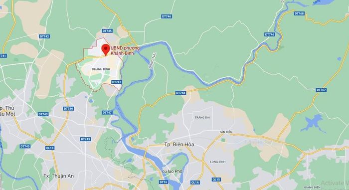 Vụ hỏa hoạn xảy ra tại công ty sản xuất xốp đóng tại phường Khánh Bình, thị xã Tân Uyên. Ảnh: Google Maps.