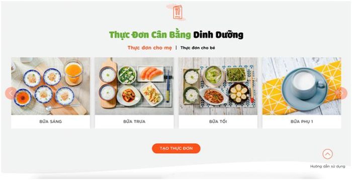 Phần mềm sở hữu một ngân hàng thực đơn cân bằng dinh dưỡng. 