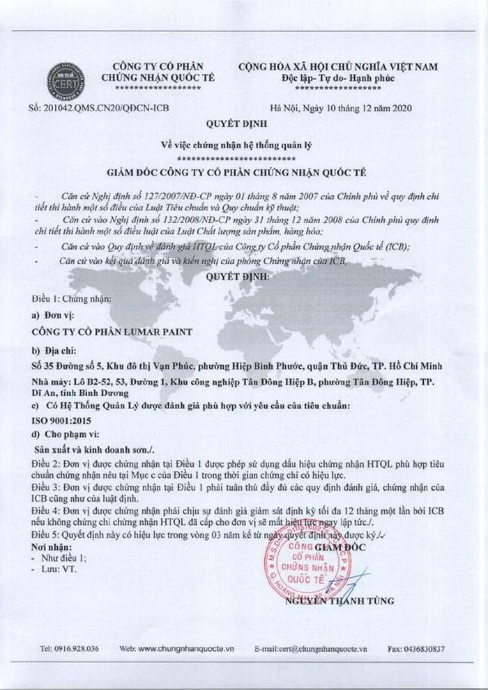  Chứng nhận ISO 9001:2015