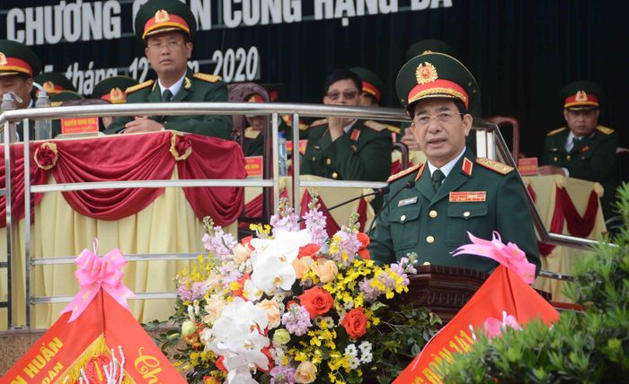 Thượng tướng Phan Văn Giang phát biểu tại Lễ Kỷ niệm 70 năm Ngày truyền thống Sư đoàn 312.
