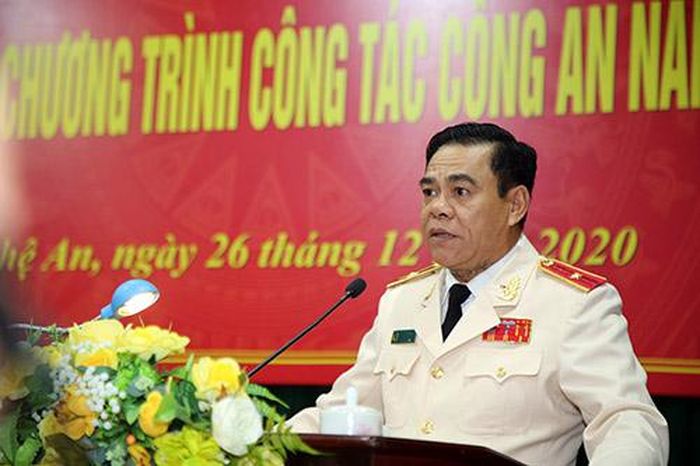 Thiếu tướng Võ Trọng Hải, Giám đốc Công an tỉnh Nghệ An phát biểu tại hội nghị