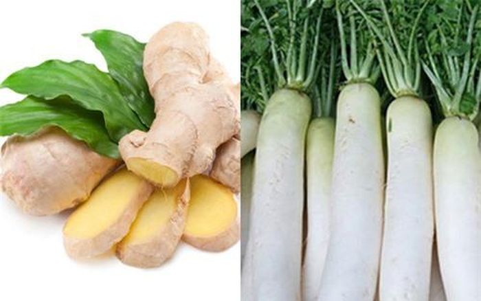 Củ cải trắng và nước ép gừng giúp giảm hôi chân nhaanh và hiệu quả