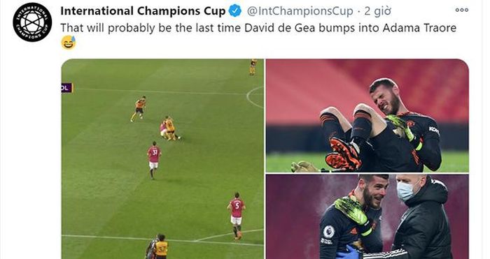 "Đây có lẽ là lần cuối cùng De Gea chạm vào Adama Traore", một trang khác chia sẻ.