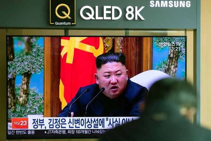  Nhà lãnh đạo Triều Tiên Kim Jong Un phát biểu trên truyền hình. Ảnh: Bloomberg.