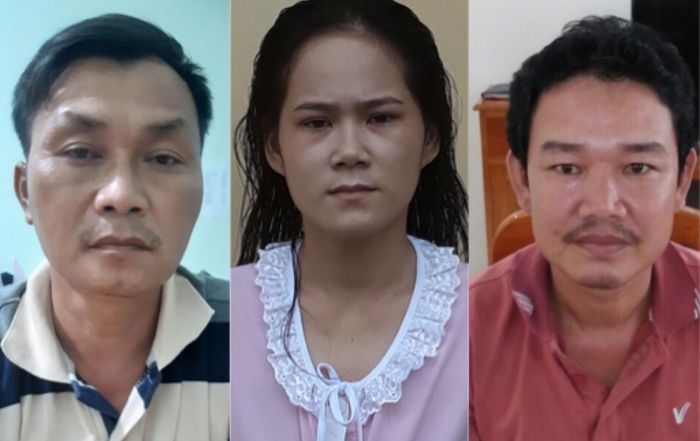  Mẩn, Mén và Tưa (từ trái qua) bị khởi tố vì đưa người qua biên giới trái phép. Ảnh: C.A.