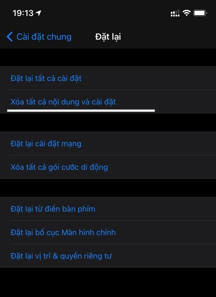 Người dùng cần reset máy với tùy chọn này 