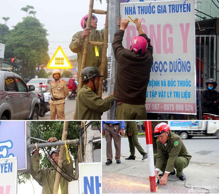 Được biết, trong năm 2020, các lực lượng của TP.Vinh bao gồm: Công an trật tự thành phố, Đội Quản lý trật tự đô thị, lực lượng các phường, xã đã ra quân và xử lý trên 10.000 trường hợp vi phạm hành lang ATGT, xử phạt và nộp ngân sách trên 5 tỷ đồng. Trong dịp cuối năm 2020 và Tết Nguyên đán 2021, thành phố Vinh sẽ tiếp tục duy trì lực lượng, phương tiện tổ chức thực hiện nhiệm vụ giải tỏa hành lang an toàn giao thông, trật tự đô thị, vệ sinh môi trường. Ảnh: Nguyên Châu