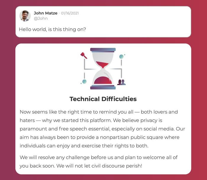 Ảnh chụp màn hình Parler.com ngày 17/1/2020. (Screenshot/Parler)