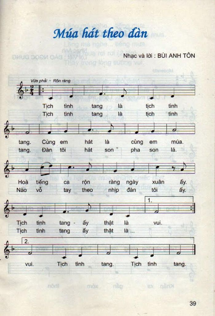 Bài hát “Múa hát theo đàn” của Bùi Anh Tôn trong sách “Bài hát 1”